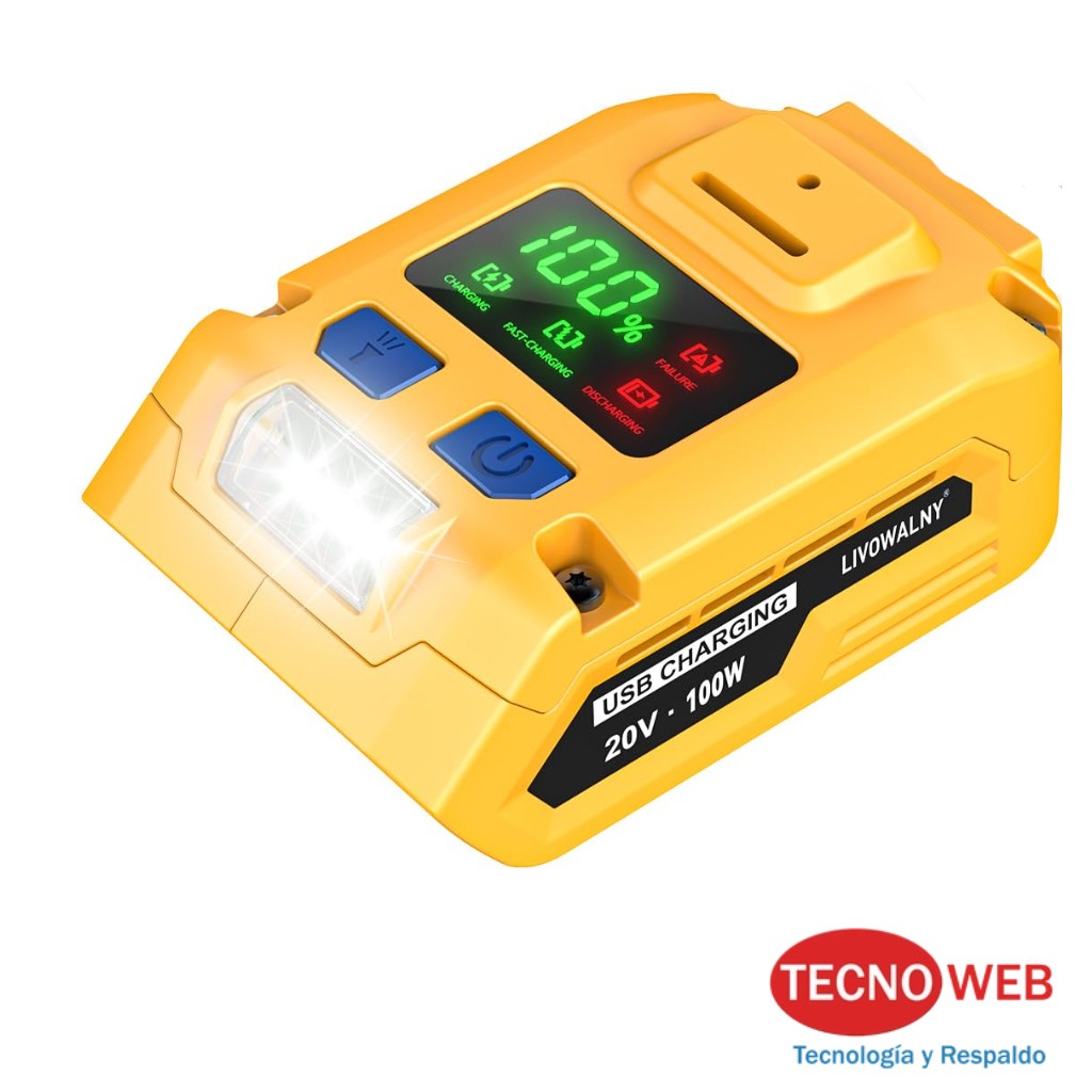 Cargador de Baterías Dewalt por USB y USB-C 100W