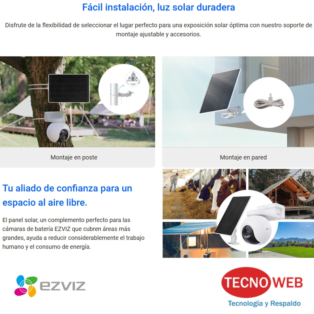 Panel Solar EZVIZ CS-PSP8 para Cámaras de Seguridad