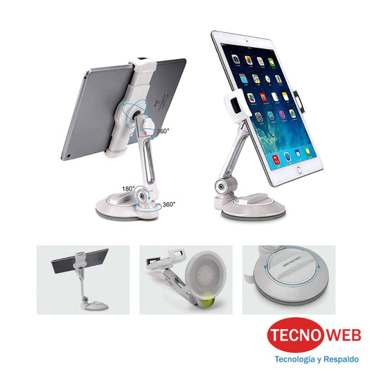 Soporte de succión para Tablet de 4 a 11" y Cámaras