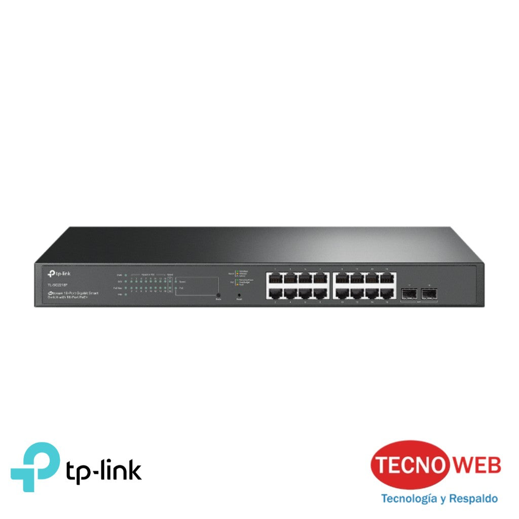 Switch inteligente Gigabit de 18 puertos con PoE+ de 16 puertos TL-SG2218P