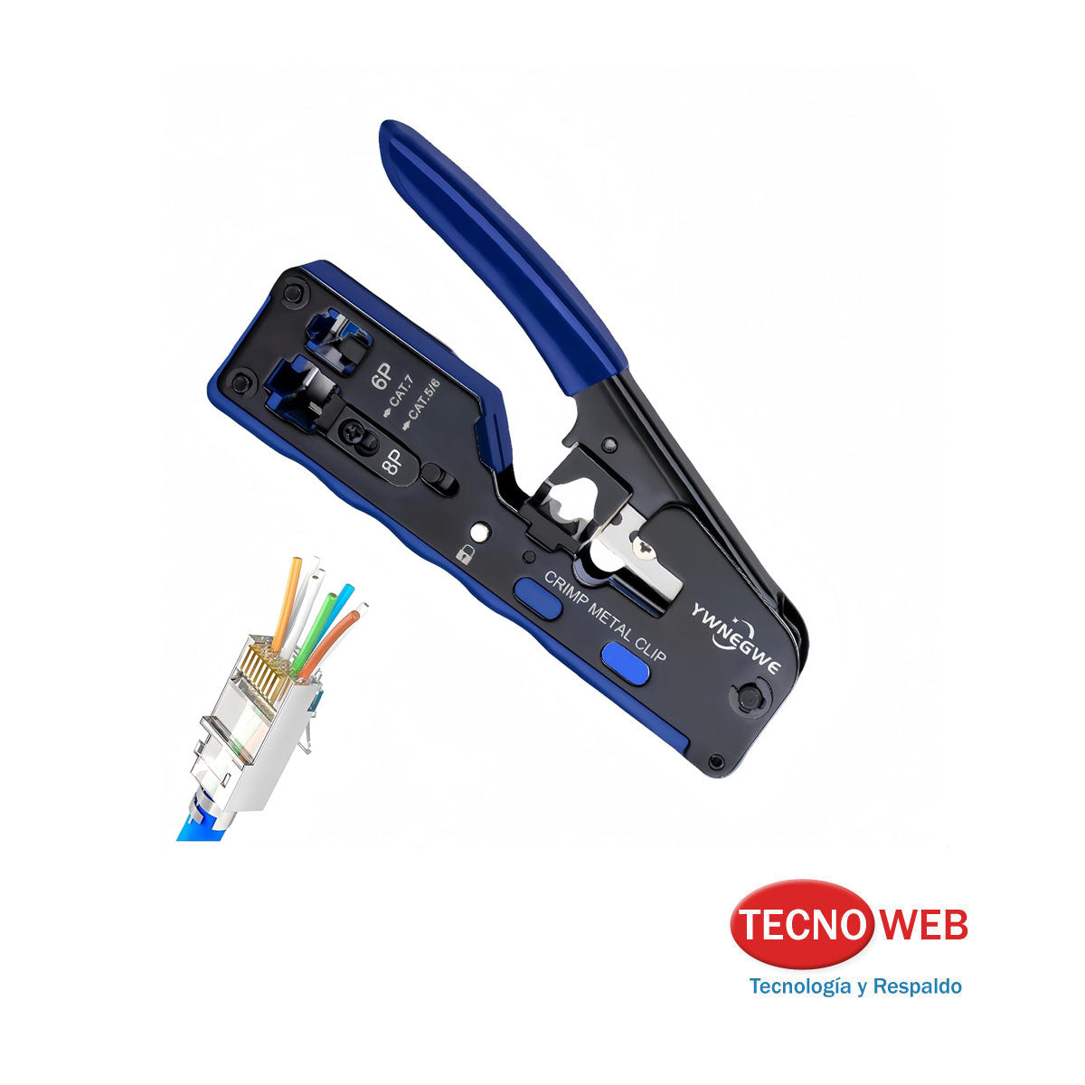 Herramienta Pinza de Crimpado Pasante Rj45 para Cat7 Cat6 Cat5e Cat5