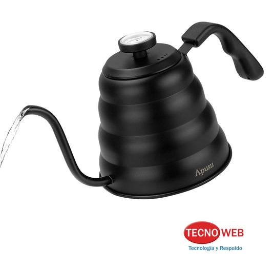Caldera Pava Cuello de Ganso con Termómetro Barista Café 1.2 L - NEGRO
