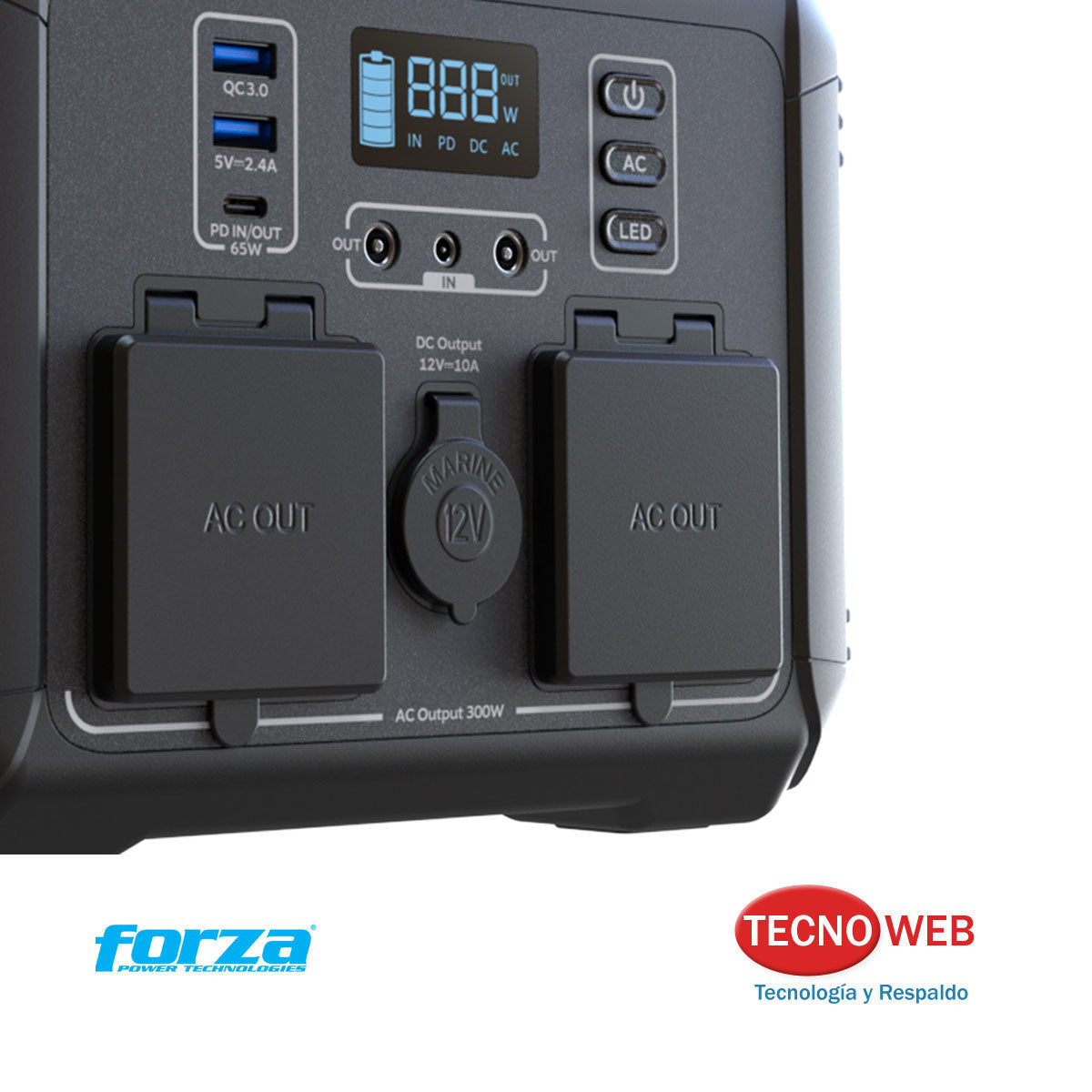 Power Bank Portátil de 300W y 8 Puertos Forza Titan FPP-T302