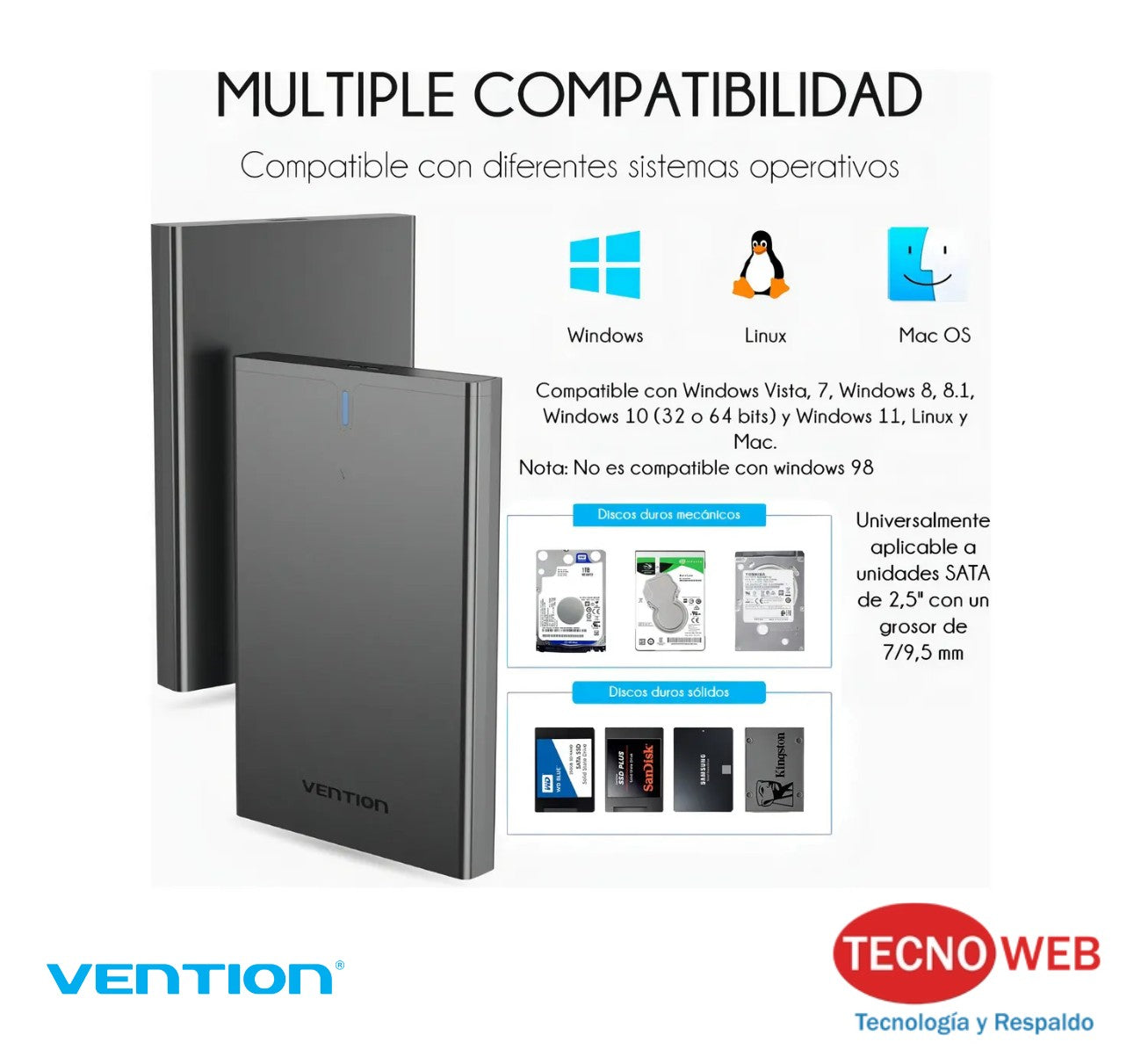 Gabinete para Disco Duro SATA 2.5" USB 3.0