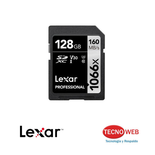 Memoria SD XC de 128 GB Lexar Professional 1066X - Silver Series