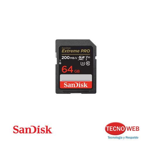 Tarjeta de Memoria SD XC 64 GB Sandisk Extreme Pro 200 Mbs