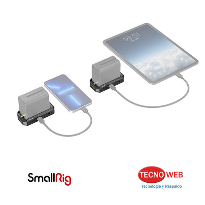 Plato Adaptador De Baterías Sony NP-F con Salida Dual 7.4 V-12 V + USB‑C SmallRig 3168B