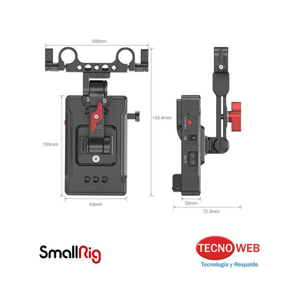 Adaptador para Baterias VMount para Barras Rod con brazo de extensión SmallRig 3499