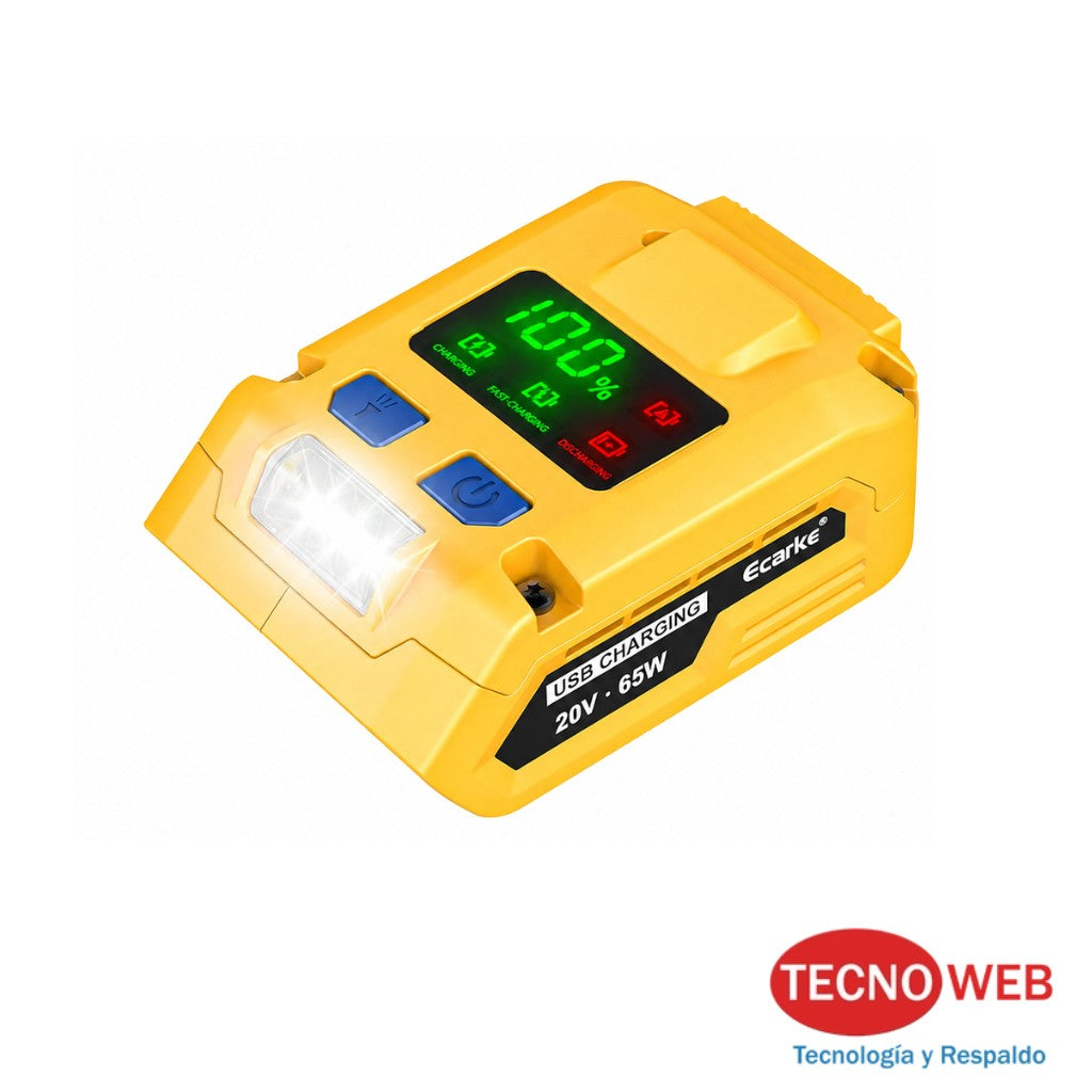 Cargador de Baterías Dewalt por USB y USB-C 65W