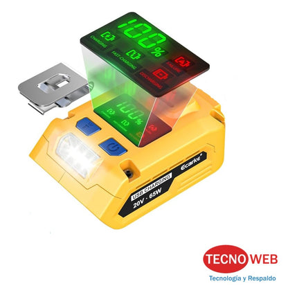 Cargador de Baterías Dewalt por USB y USB-C 65W