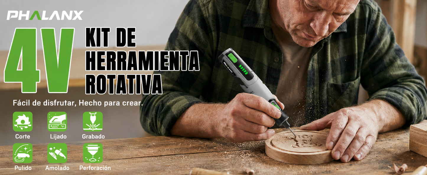Mini Torno Inalámbrico con kit de accesorios 80 piezas