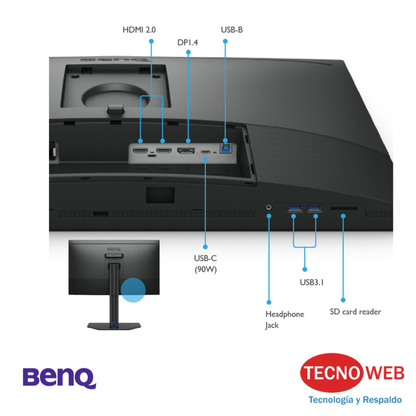 Monitor IPS 27'' 2K para Fotografía con HDMI y DisplayPort - BenQ SW272Q