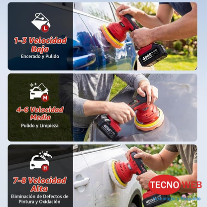 Pulidora Inalámbrica AVHRIT 6" 8 Velocidades + 2 Baterías 21V