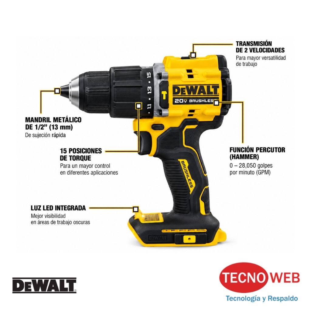 Taladro con percutor  DeWalt Atomic Compact DCD799 (Solo Herramienta)