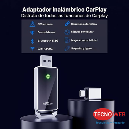 Adaptador inalámbrico CarPlay USB y USB -C  Bluetooth para Celular