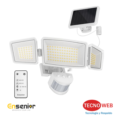 Panel Solar triple con Batería, Sensor de movimiento y Panel Solar