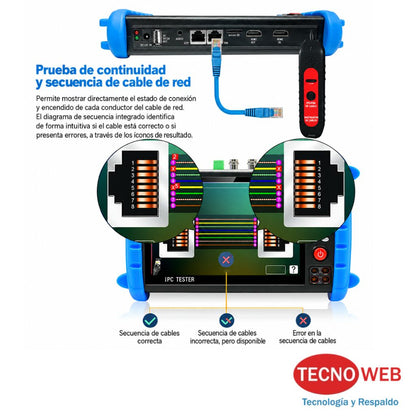 Tester Digital Camaras y Redes  7'' IPS  con Multímetro IPCXS-ACHT-MNORTV