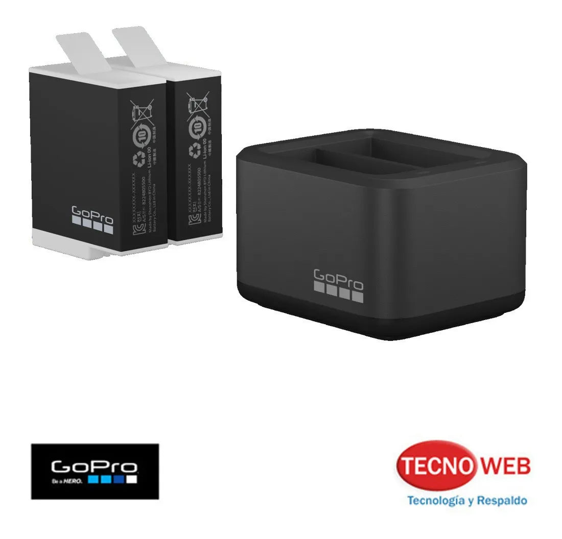Cargador Doble + 2 Baterías Originales Enduro GoPro Hero 10, 11 y 12