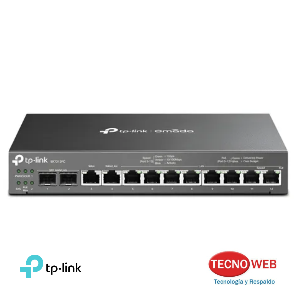 Router VPN Gigabit 3 en 1 - TP-Link Omada ER7212PC de 12 Puertos