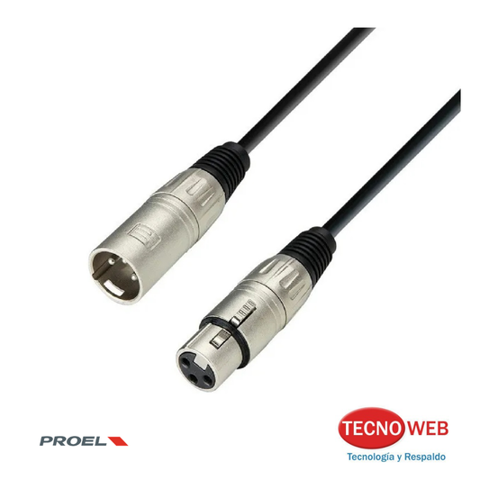 Cable Canon para Micrófonos XLR Macho Hembra 3 Mts