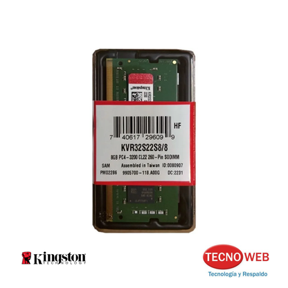 Memoria RAM SODIMM de 8 GB 3200 MHz DDR4 Kingston ValueRam