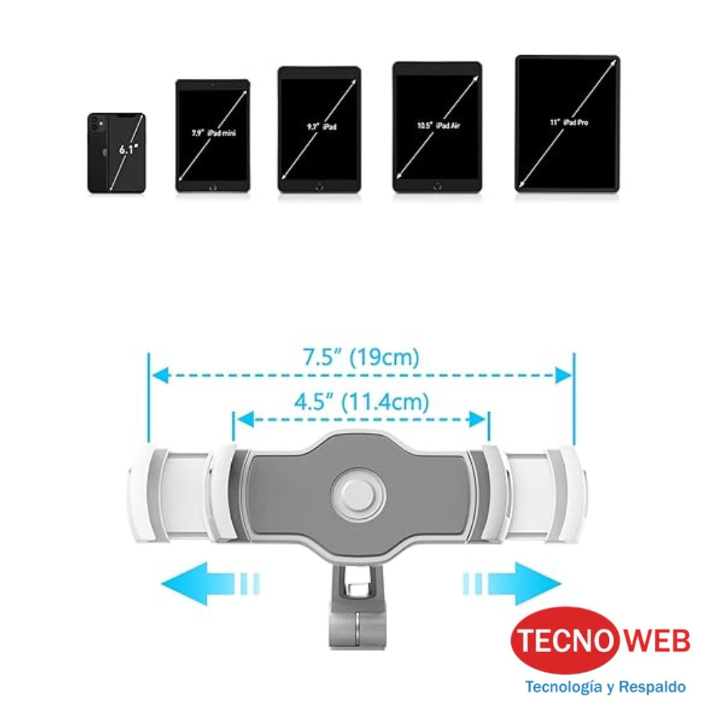 Soporte de succión para Tablet de 4 a 11" y Cámaras