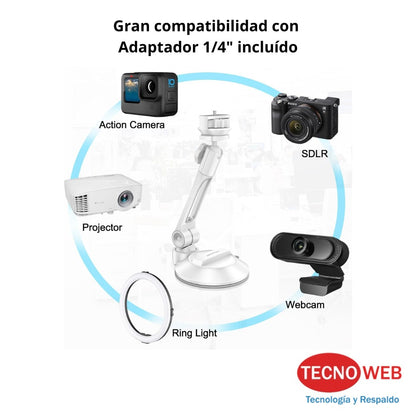 Soporte de succión para Tablet de 4 a 11" y Cámaras