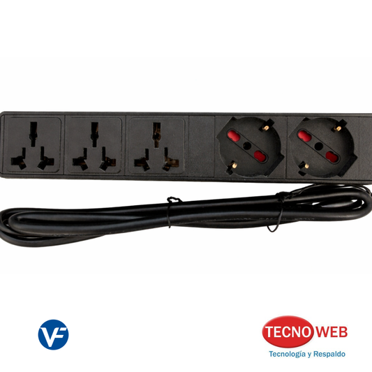 Zapatilla Rackeable Schuko VF 8 Tomas (4 Universales + 4 Schuko ) 1.8Mts