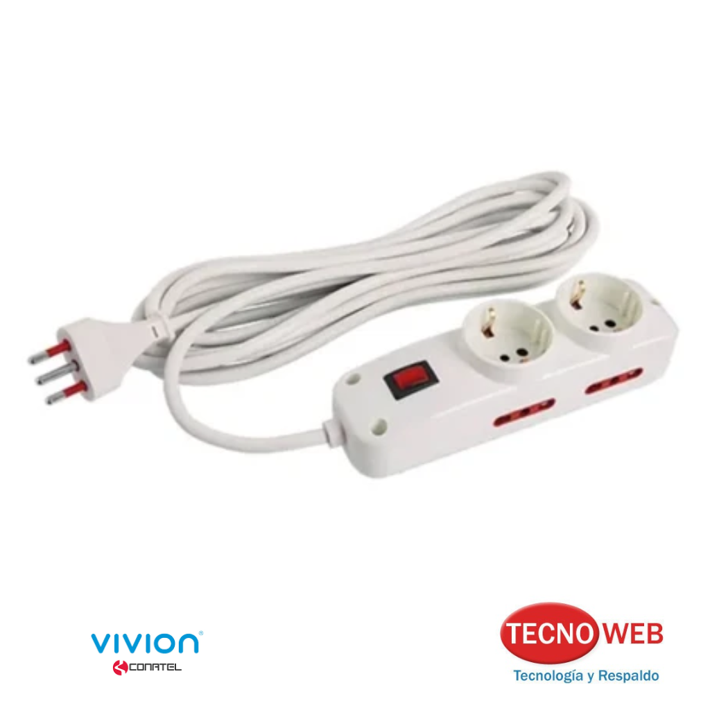Alargue Zapatilla 2 Schuko + 4 3 en linea 3mts Vivion