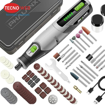 Mini Torno Inalámbrico con kit de accesorios 80 piezas