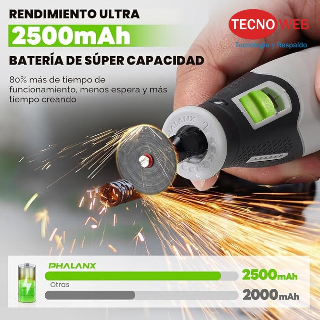 Mini Torno Inalámbrico con kit de accesorios 80 piezas