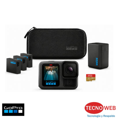 Cámara GoPro Hero 13 + 3 Baterías + Cargador + Micro SD 64 GB con Estuche