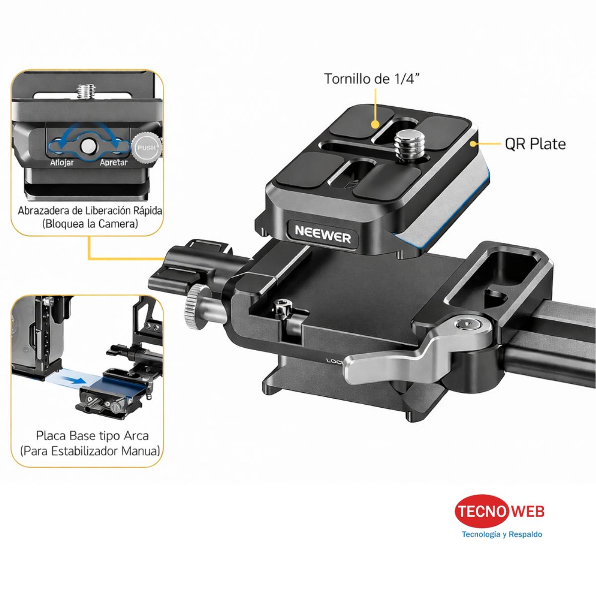 Placa para Baterías V Mount con Placa Base Plegable Neewer