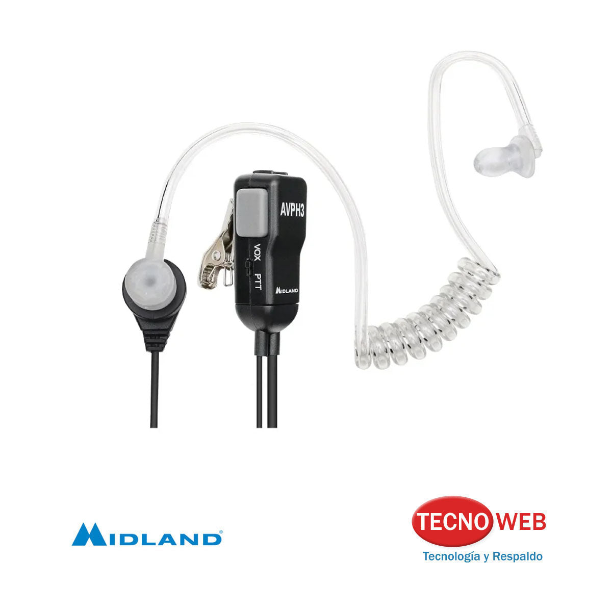 Manos Libres Transparente con Micrófono PTT Midland  Avp-h3