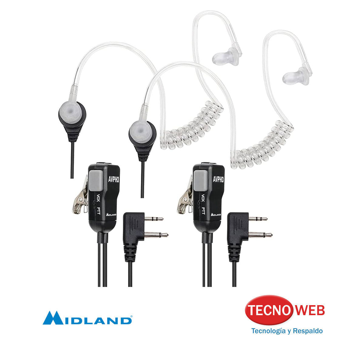 Manos Libres Transparente con Micrófono PTT Midland  Avp-h3