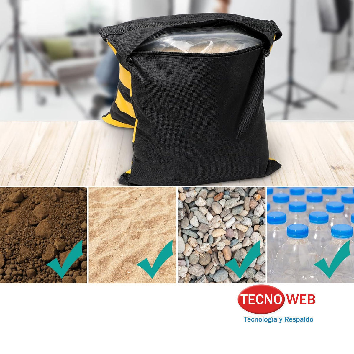 Bolsa De Arena Contrapeso Trípodes Luces Cine Foto Amarilla