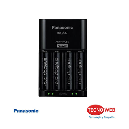 Cargador con 4 Pilas AA Panasonic Eneloop Pro BQCC17