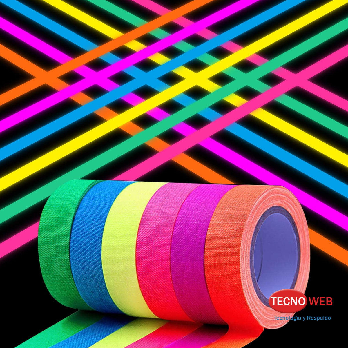Cinta Gaffer Multiuso Resistente  Neón  Azul 1.5 Cm Ancho x 10 Mts Largo