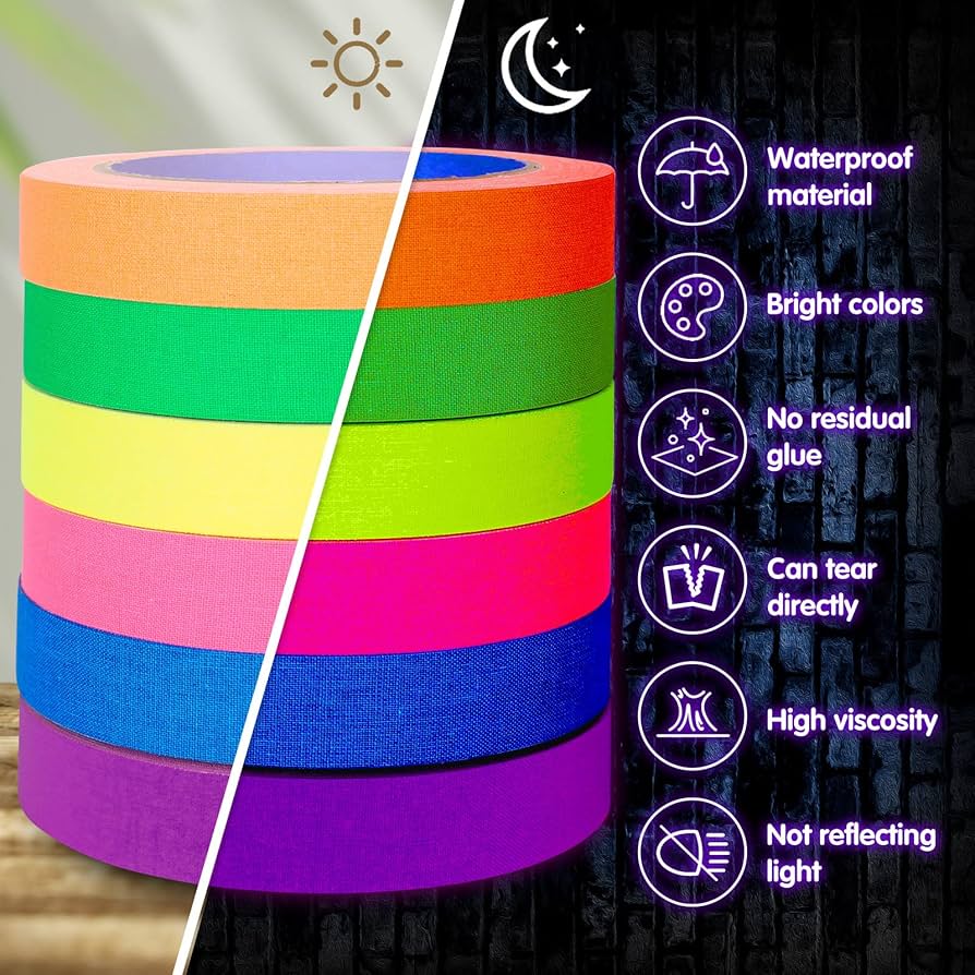 Cinta Gaffer Multiuso Resistente  Fluorescente Fucsia 2.5 Cm Ancho x 18 Mts Largo