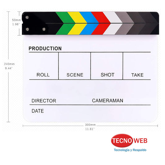Claqueta Cine Rodajes De 30 X 24.5 Cm con Borrador y Marcadores