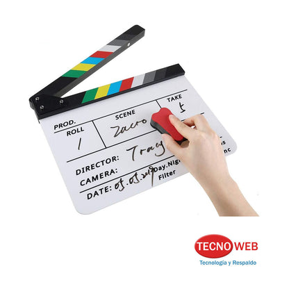 Claqueta Cine Rodajes De 30 X 24.5 Cm con Borrador y Marcadores