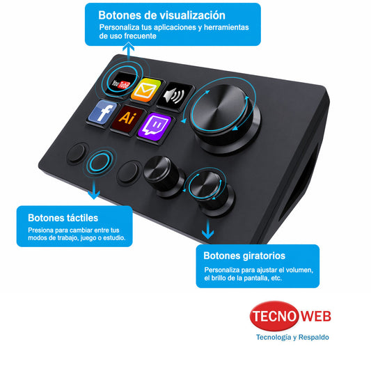 Stream Deck de 12 Botones Personalizables para Transmisiones Podcast o Streaming