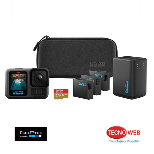 combo de hero 13 + baterias + memoria + estuche + cargador doble 