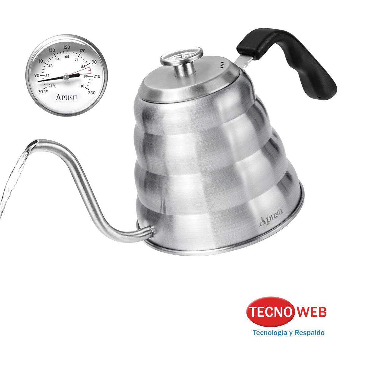 Caldera Pava Cuello de Ganso con Termómetro Barista Café 1.2 L -  GRIS