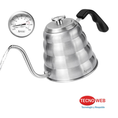 Caldera Pava Cuello de Ganso con Termómetro Barista Café 1.2 L -  GRIS