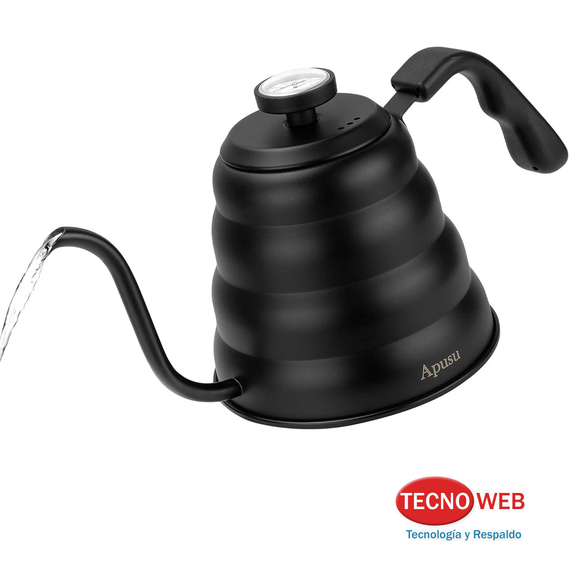 Caldera Pava Cuello de Ganso con Termómetro Barista Café 1.2 L -  NEGRO