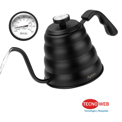 Caldera Pava Cuello de Ganso con Termómetro Barista Café 1.2 L -  NEGRO
