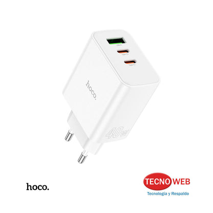 Cargador De Pared USB-C Y USB 40w Hoco C126A