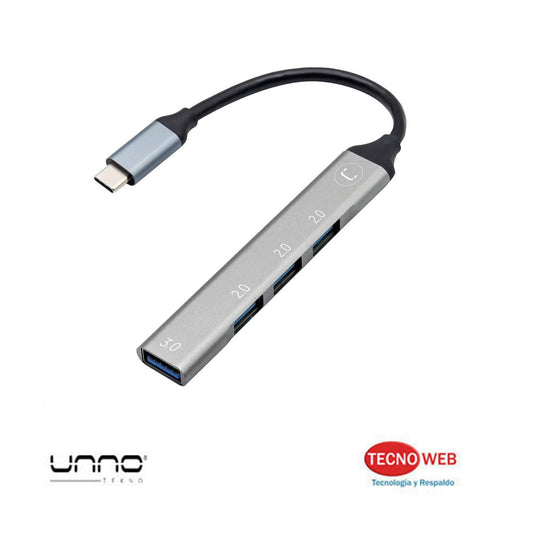 Hub Adaptador Usb-c A Usb 4 Puertos Unno HB1013SV