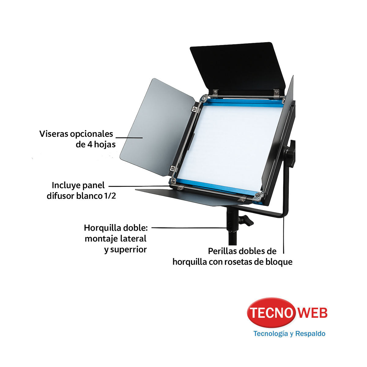 Panel Dd Luz Led RGB Dracast Serie X Led500 + Barndoors